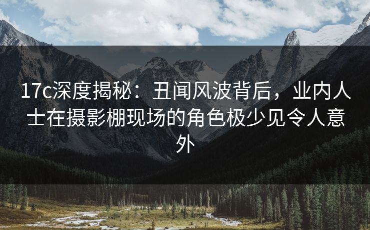 17c深度揭秘:丑闻风波背后,业内人士在摄影棚现场的角色极少见令人意外