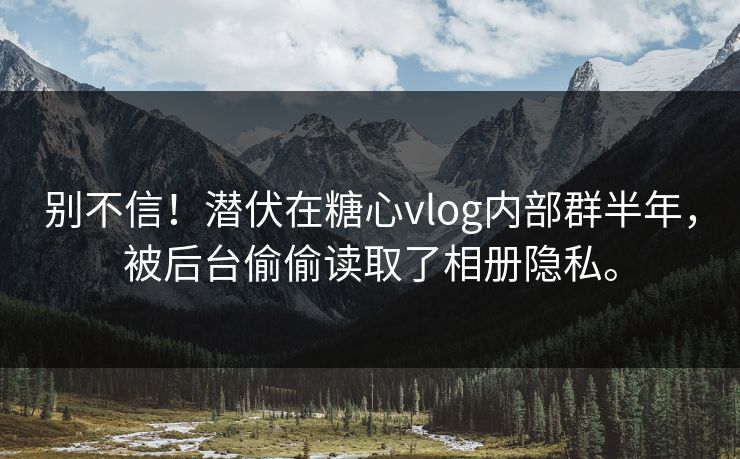 别不信!潜伏在糖心vlog内部群半年,被后台偷偷读取了相册隐私。