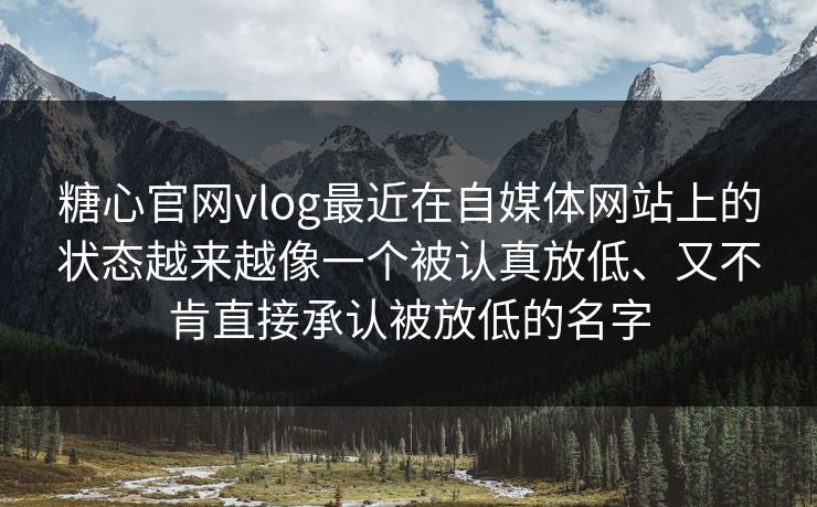 糖心官网vlog最近在自媒体网站上的状态越来越像一个被认真放低、又不肯直接承认被放低的名字