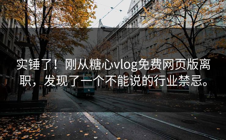 实锤了!刚从糖心vlog免费网页版离职,发现了一个不能说的行业禁忌。