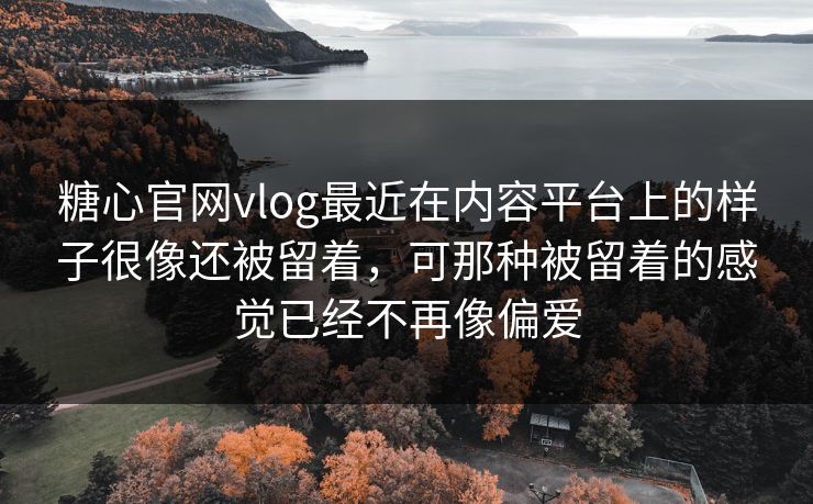 糖心官网vlog最近在内容平台上的样子很像还被留着，可那种被留着的感觉已经不再像偏爱